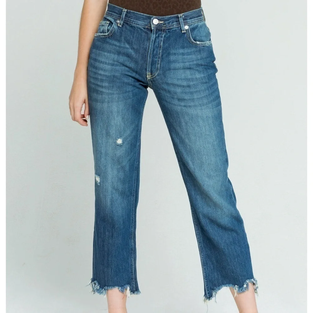 FREE PEOPLE We The Free Maggie Straight Leg Womens Dark Wash Jeans
